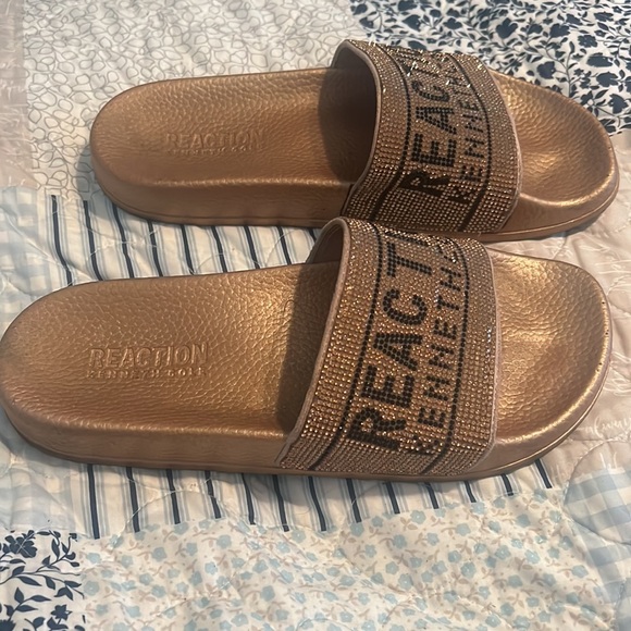 Kenneth Cole BLING bronze slides Used - Picture 2 of 3